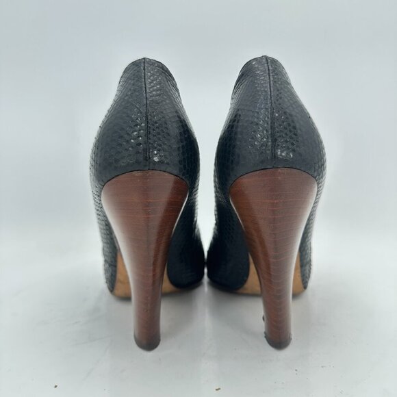 Dolce Gabbana Women Size EU 38.5 US 8.5 Black Snakeskin Leather Block High Heel - Picture 5 of 10